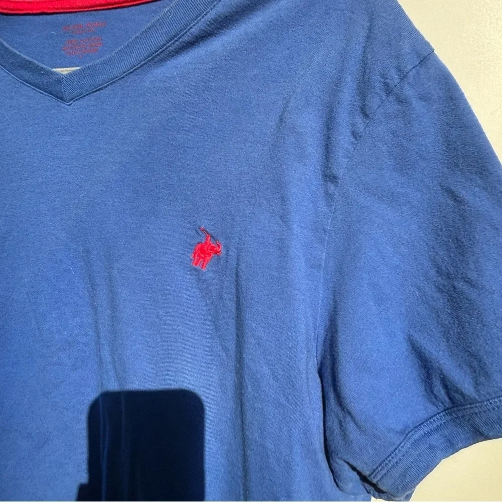 Men's Blue V-Neck Shirt - Picture 2 of 5